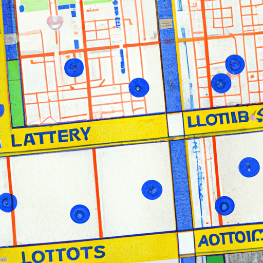 מפה המציגה את חלוקת דוכני ההגרלה בעיר, תוך הדגשת מיקומם האסטרטגי.